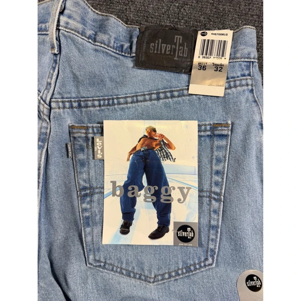 Vintage Levis SilverTab Baggy‎ Jeans 36x32 Deadstock Made USA 90s Skater Y2K NWT